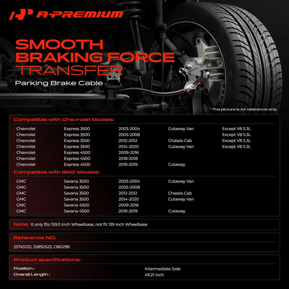 A-Premium Intermediate Parking Brake Cable Assembly