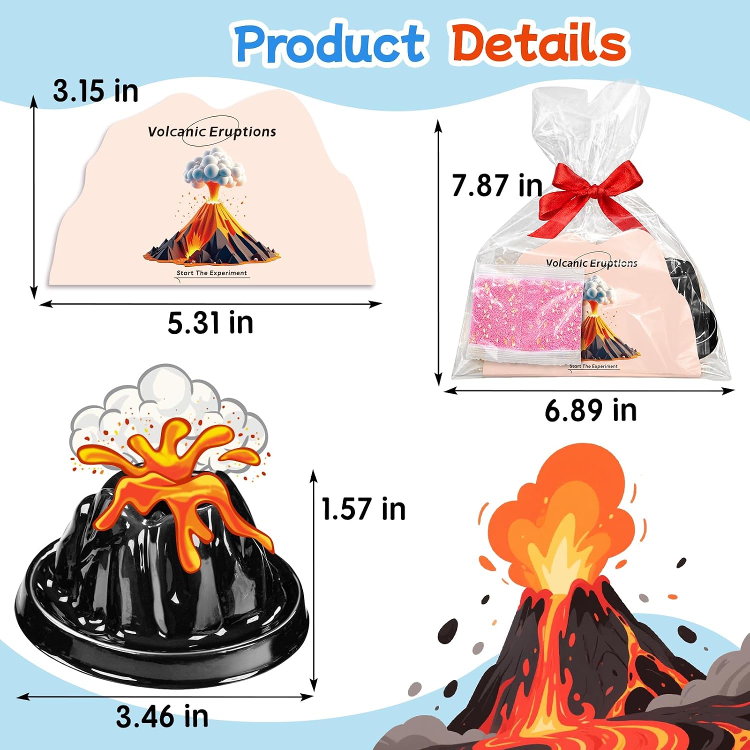 24Pcs Volcano Eruption Science Kit Party Favor Experiments Gifts for 4-6 8-12 Age Boys and Girls Valentine's Day