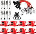 Set of 8 Square UF413 Ignition Coils Pack & Spark Plugs & Wires Set | Replacement for UF413 D510C 5C1554,Compatible