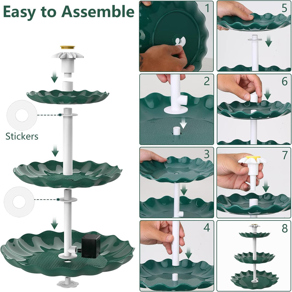 3‑Tier Solar Bird Bath Fountain with 3.5W Solar Water Pump