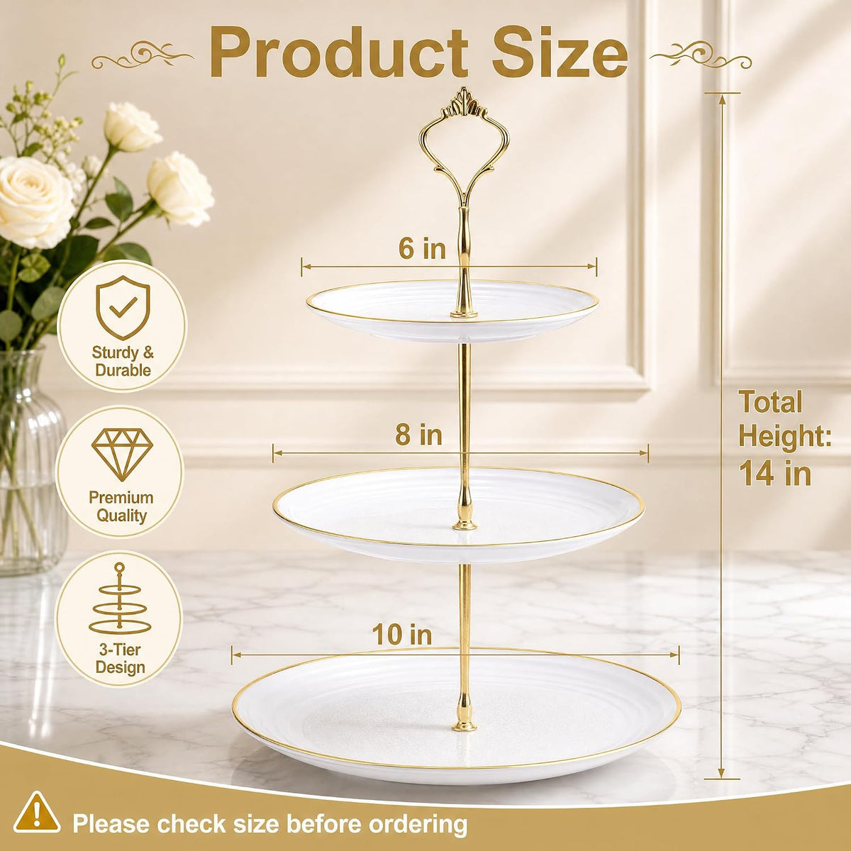 3 Pack Tiered Cupcake Stand, Plastic Cupcake Stand Tower, 3 Tier Round Shape Dessert Serving Tray, White Cookie Candy