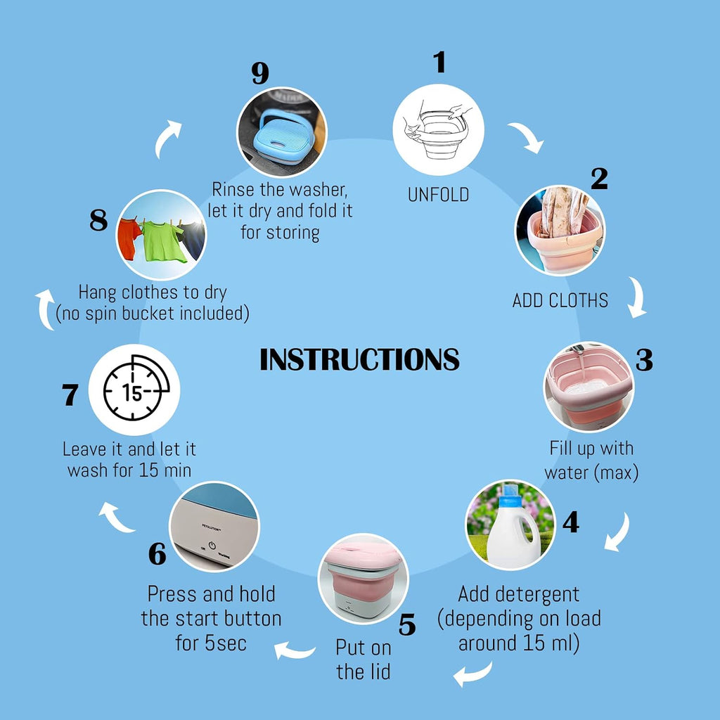 Mini Portable Washing Machine - Folding Washing Machine - Bucket Washer for Clothes Laundry- Collapsible Washing