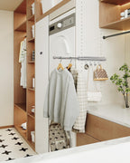 Valet Rod for Closets Pull Out 12" Silver with 4 Hooks (2Pack)