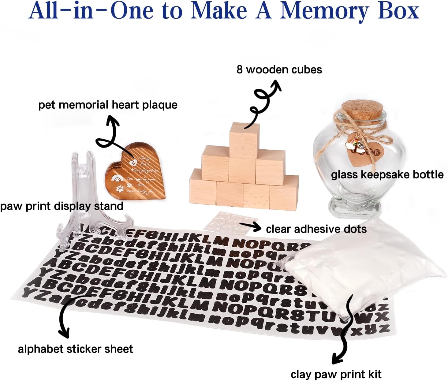 Pet Memorial Shadow Box with Shelves for Loss of Dog Cat Memorial Gifts 4X6 Picture Frame Paw Print Kit Fur Keepsake