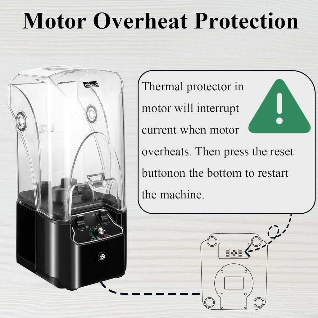 Commercial Blender for Smoothies 2200W with Sound-dampening Cover,2200 ML
