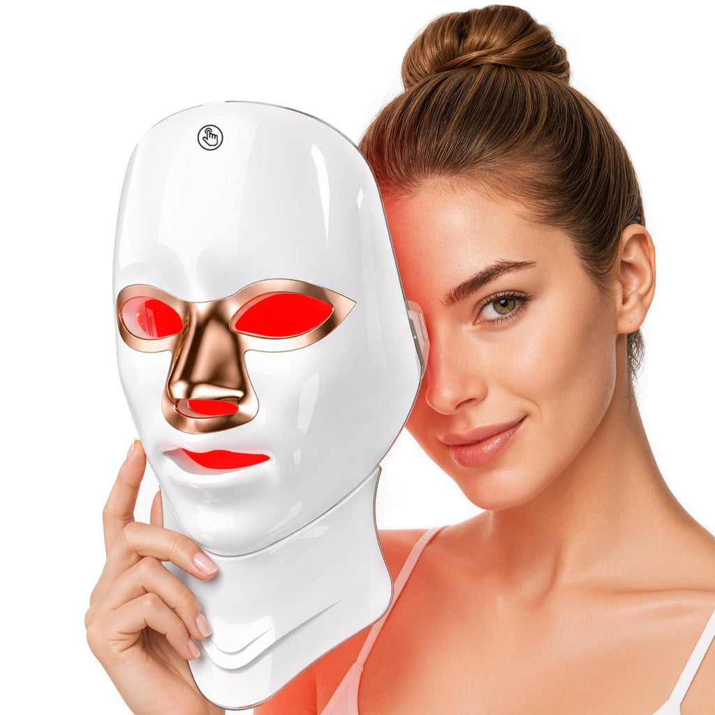 Red Light Therapy Mask for Face & Neck, Full Face Coverage,7 Modes