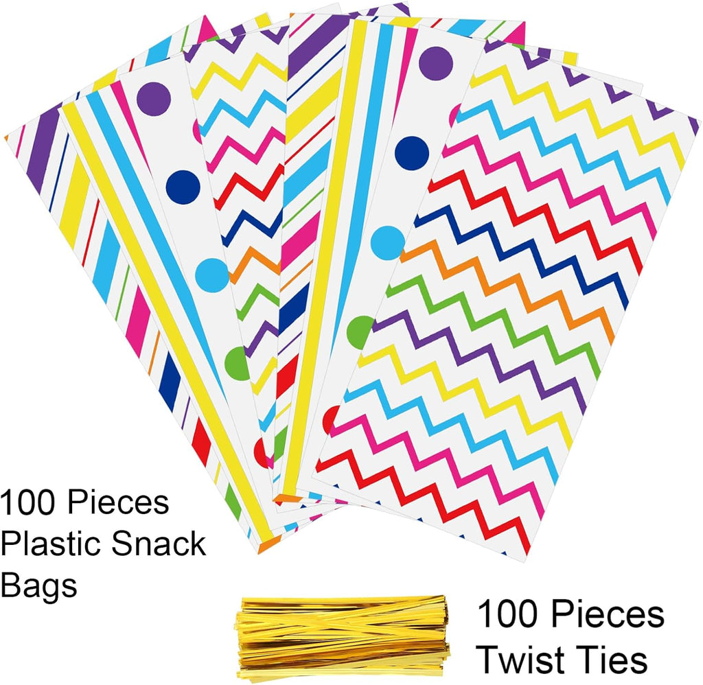 Rainbow Cellophane Bags 100 Pack 10.6 x 5.1 Inch