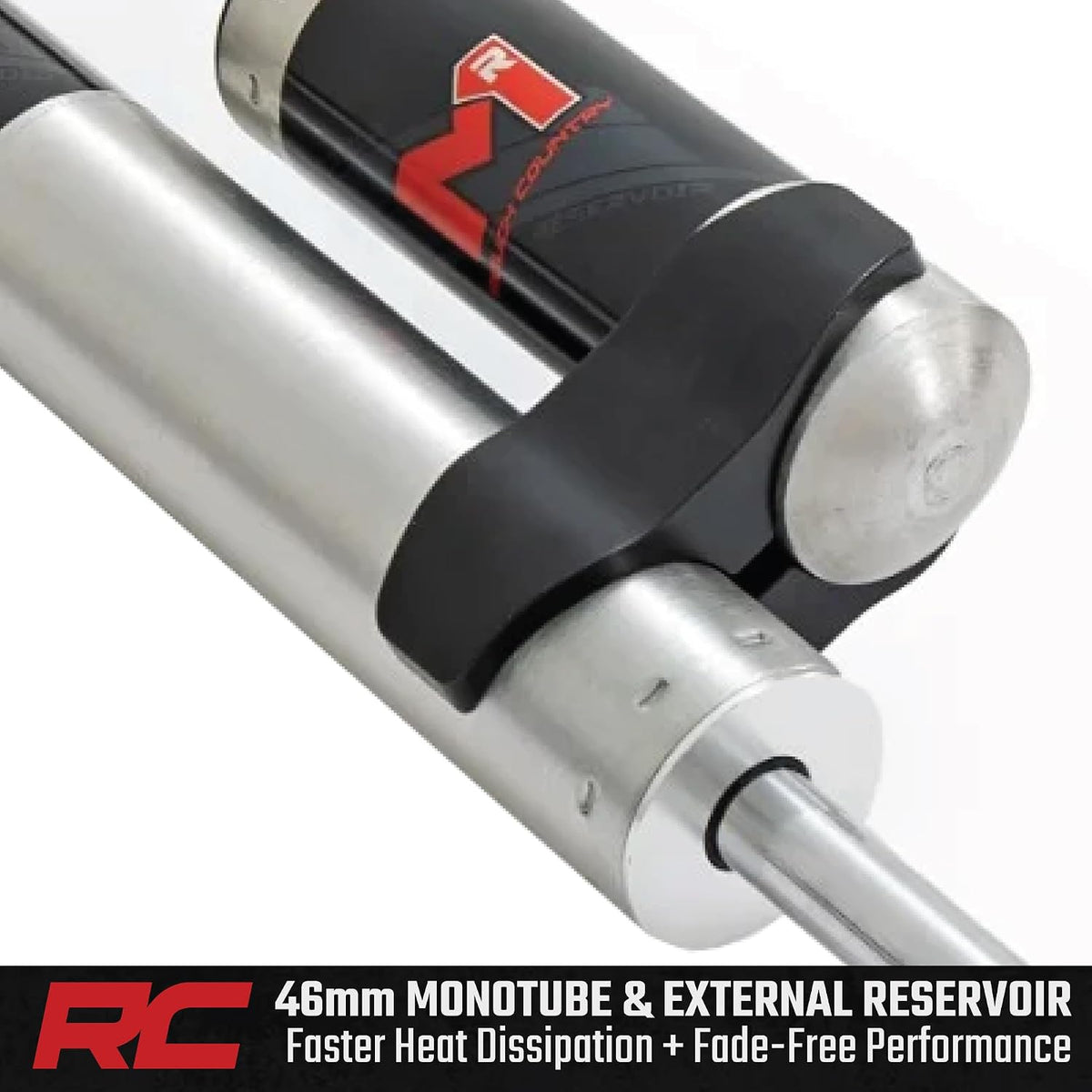 Rough Country M1R Monotube Rear Shocks with External Reservoir for Chevy Silverado & GMC Sierra 1500 (2007-2025 & Classic) w/0-4" Lift - 2-Pack