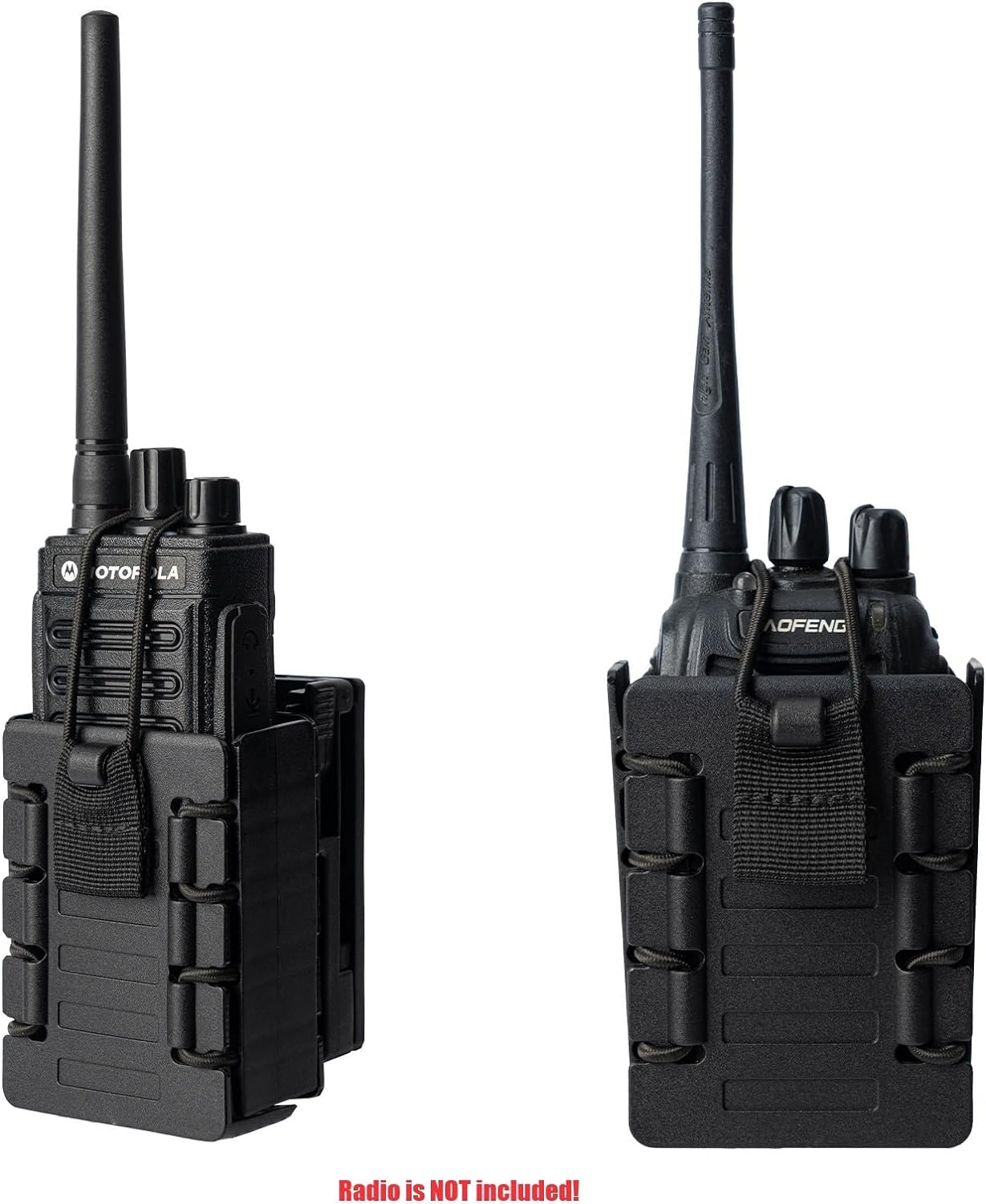 Compact Radio Holster Polymer Walkie-Talkie Case w/Duty Belt/MOLLE Vest Clip Two Ways Radio Pouch Interphone Carrier