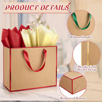 12 Pack Paper Gift Bag with Handles & Tissue, Green, Red, Gold