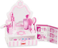 Melissa & Doug Wooden Beauty Salon Play Set, 18-Piece Vanity with Pretend Play Toys, Makeup, Mirror, Accessories &