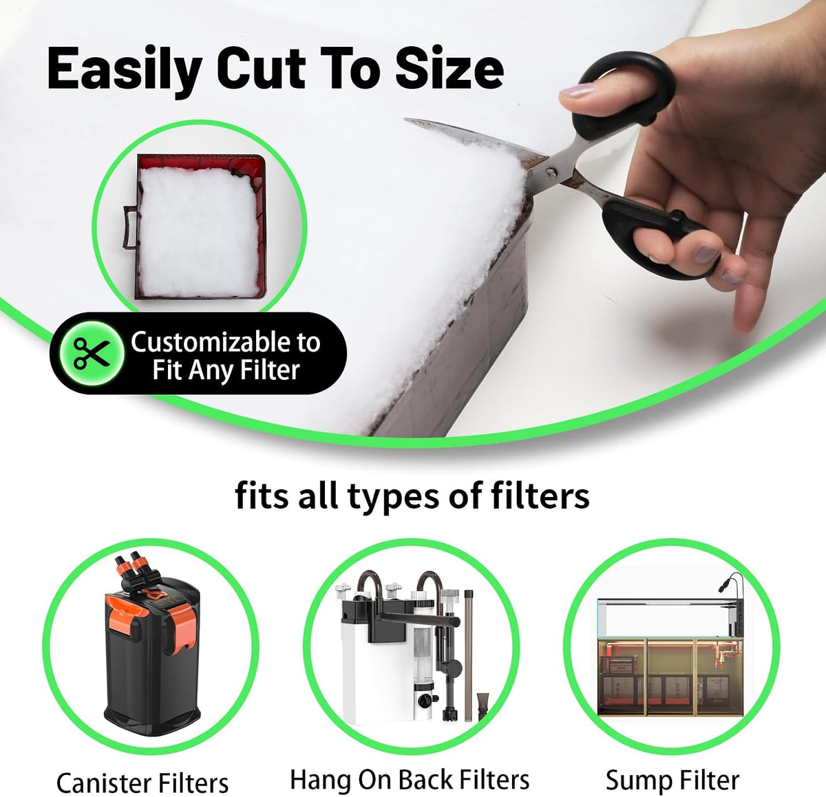 1'' Thick Aquarium Filter Floss 12"x 68" Poly Fiber Fish Tank Filter Media Water Polishing Filter Pad for Sump