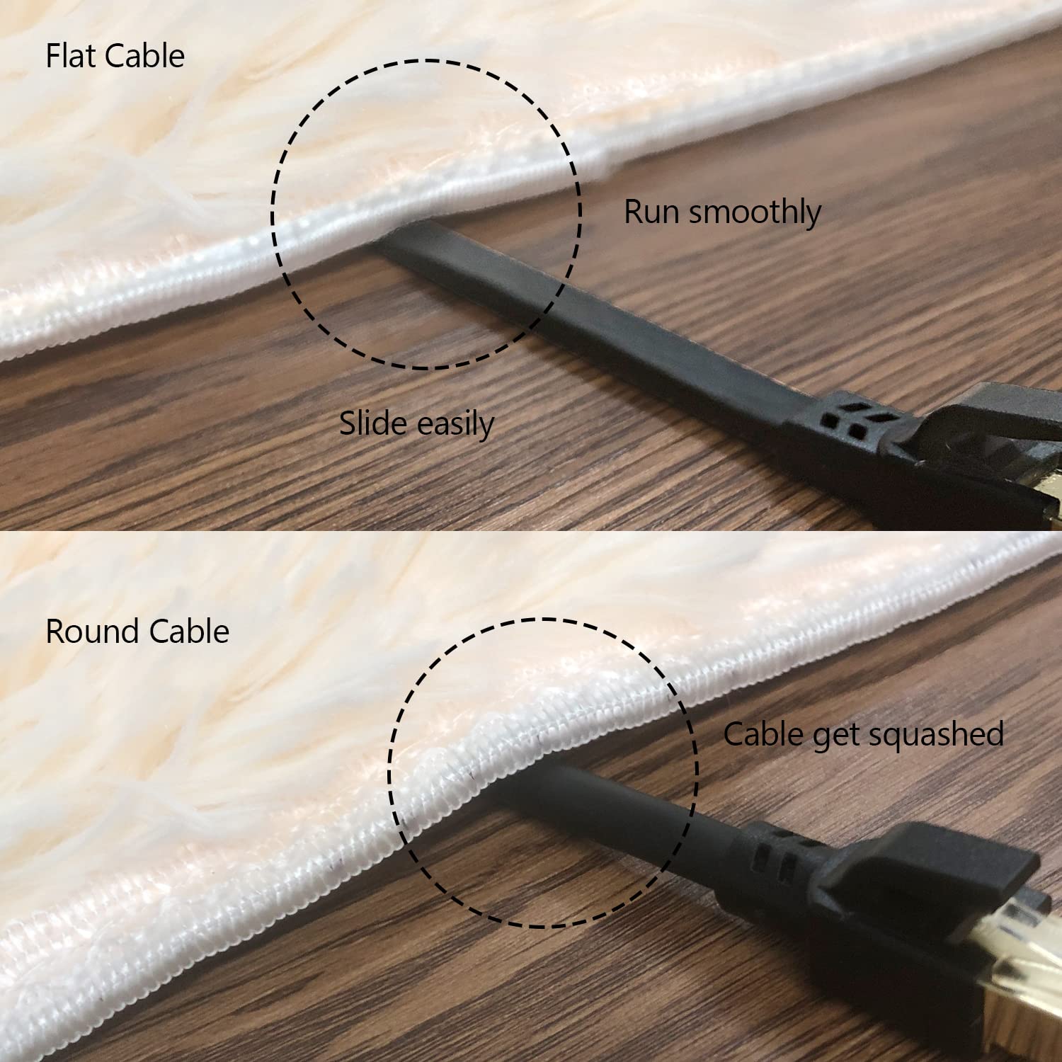 Cat8 Ethernet Cable 50ft 40Gbps 2000MHz Flat S/FTP LAN Cable Black | High-Speed RJ45 Network Patch Cable for Router