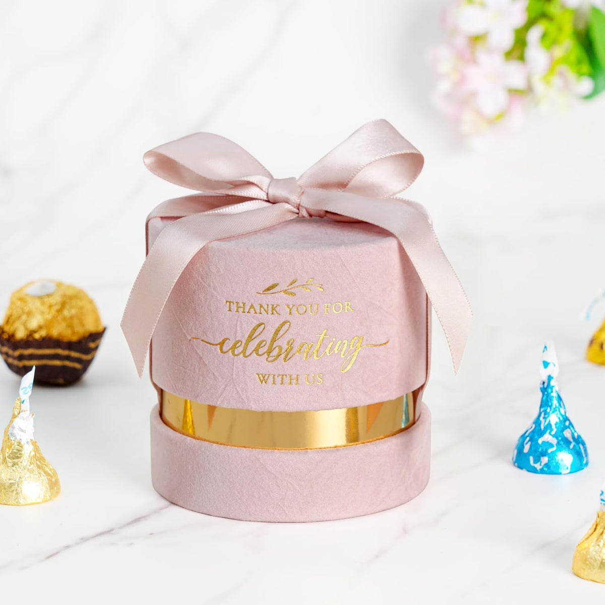 6-Pack Luxury Dusty Rose Favor Boxes, Wedding Gift Candy Boxes