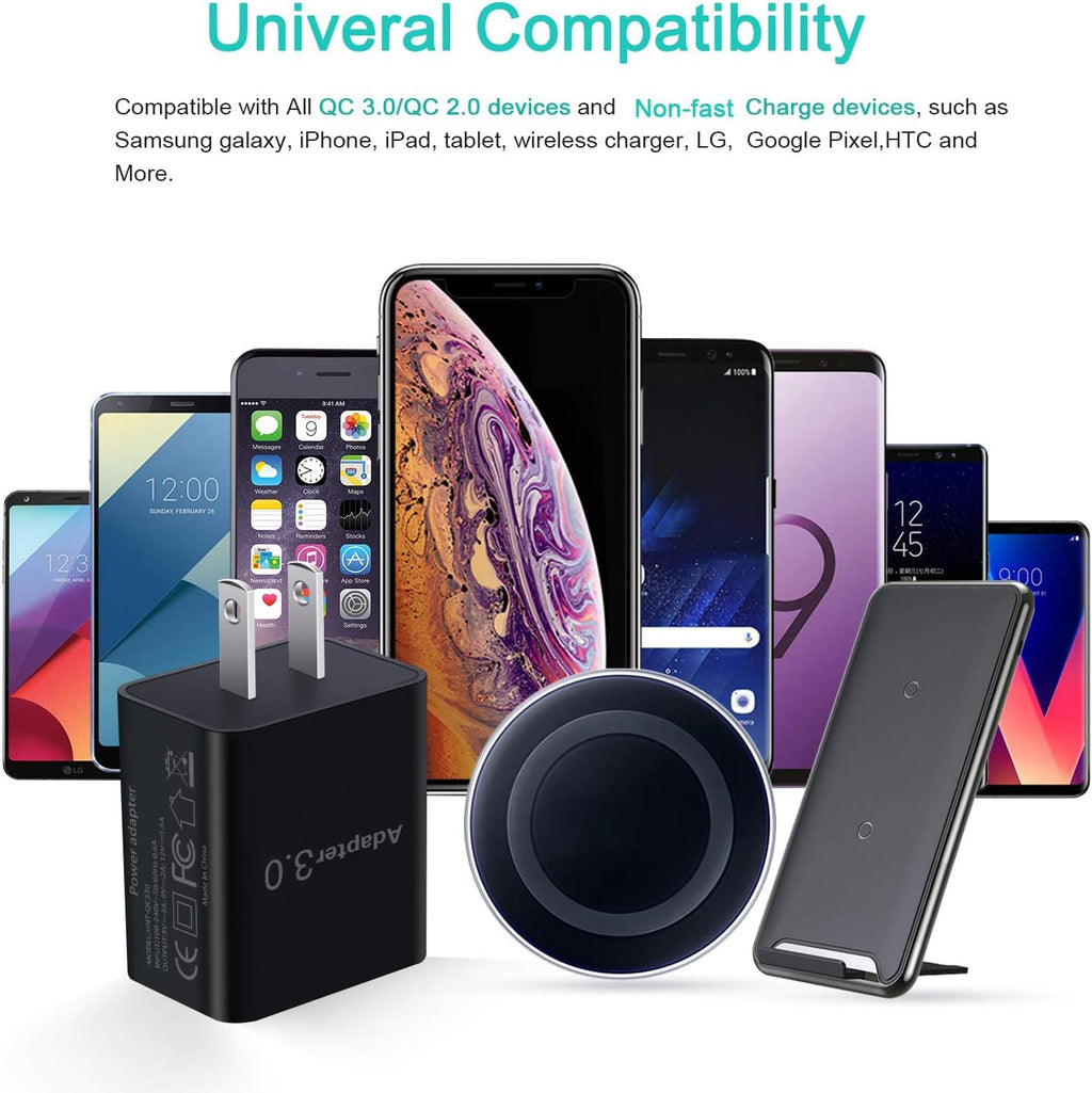 Fast Charge 3.0 USB Wall Charger [4-Pack] 5V 3A Fast Charging Block 18W QC Power Adapter for Wireless Charger Stand