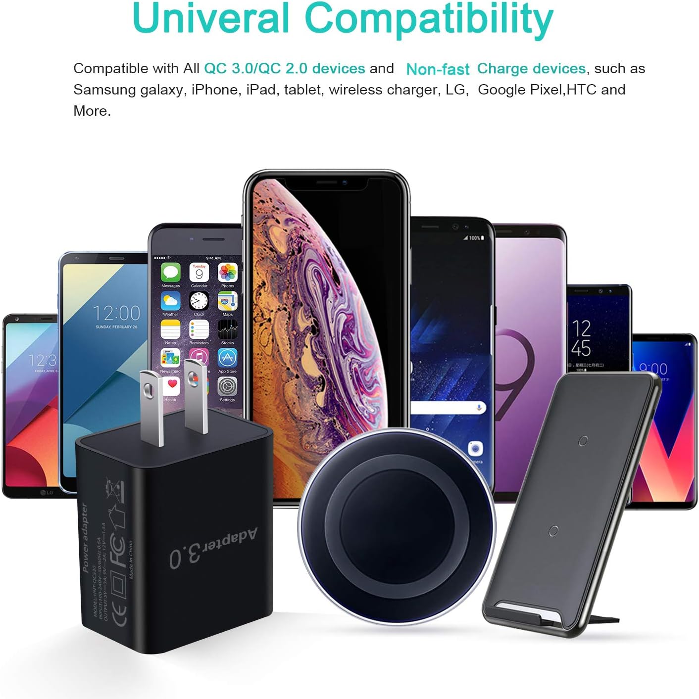 Fast Charge 3.0 USB Wall Charger [4-Pack] 5V 3A Fast Charging Block 18W QC Power Adapter for Wireless Charger Stand