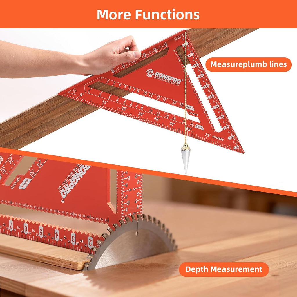 Aluminum Alloy 12in Carpenter Square and 12in Zinc-Alloy Combination Square Set, CNC-Machined with Woodworking
