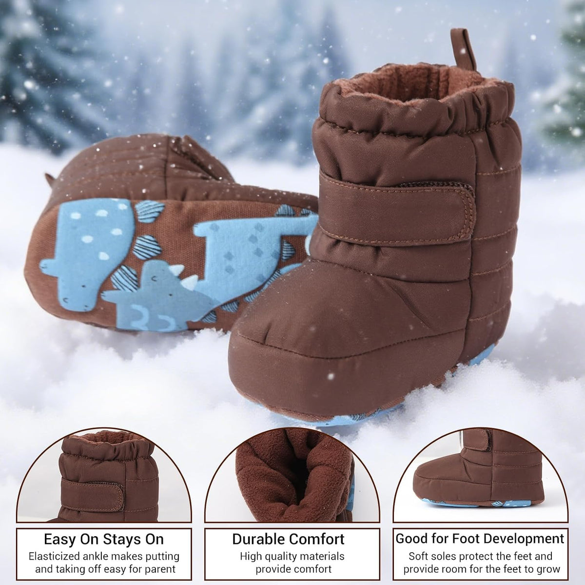 Baby Boys Girls Boots Infant Moccasins High Top Booties Toddler Non-Slip Soft Sole First Walker Crib Shoes