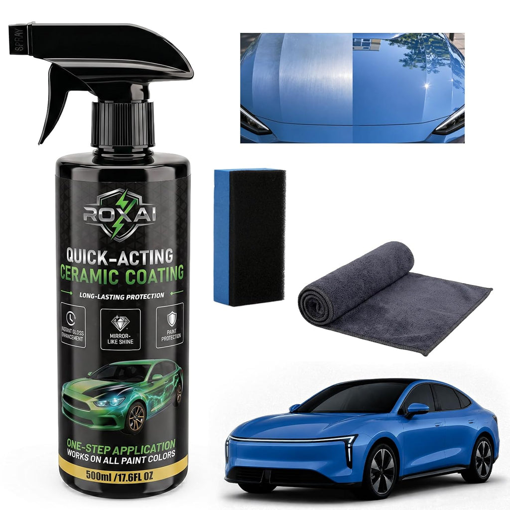 Car Coating Spray, 17.6 oz Hydrophobic Ceramic Spray Wax for Paint Protection, Quick Detailer Waterless Wash &