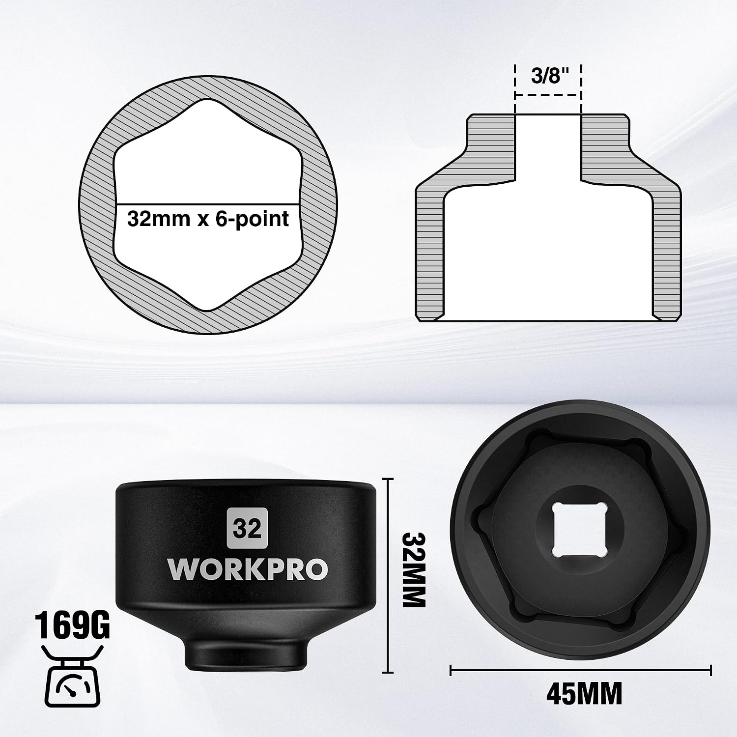 32mm Oil Filter Socket Wrench, Oil Filter Removal Tool, Oil Filter Change Set, Ideal for Some Ecotec, TDI, VW, Audi