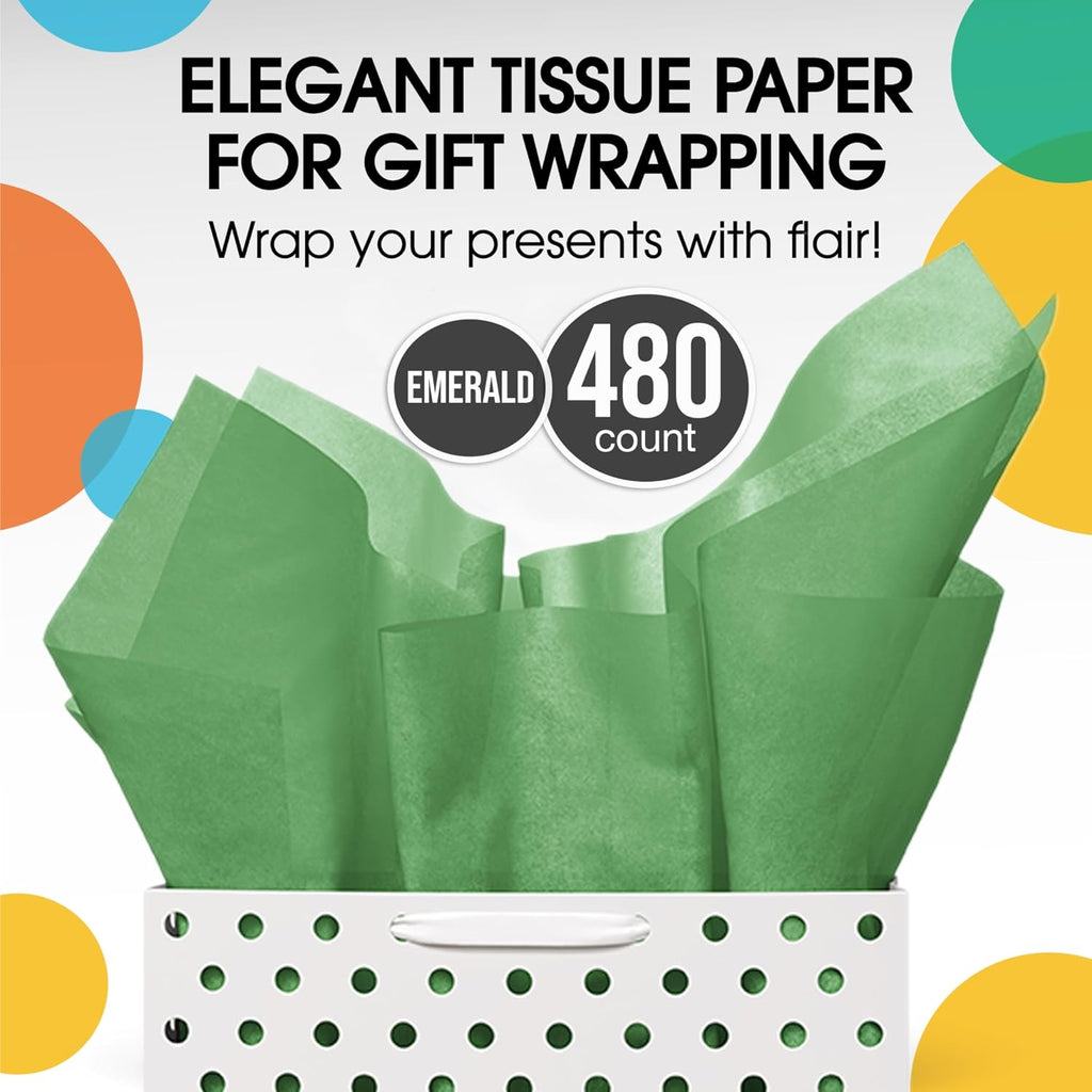 Emerald Green Tissue Paper for Gift Bags 15" X 20" 480 Sheets