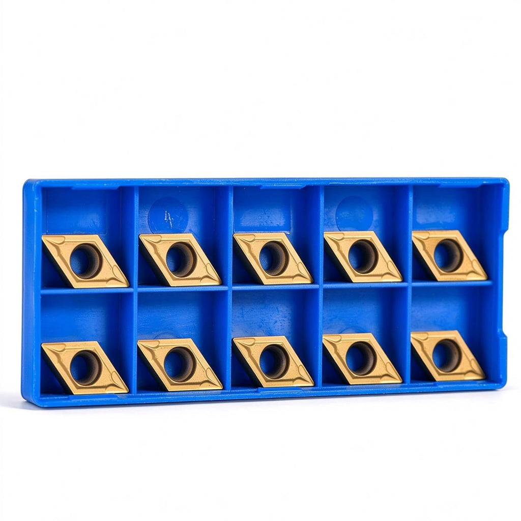 Oumefar 10pcs DCMT11T304-HM Carbide Turning Inserts, YBC251 Carbide Golden