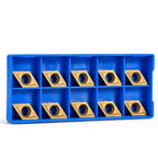 Oumefar 10pcs DCMT11T304-HM Carbide Turning Inserts, YBC251 Carbide Golden