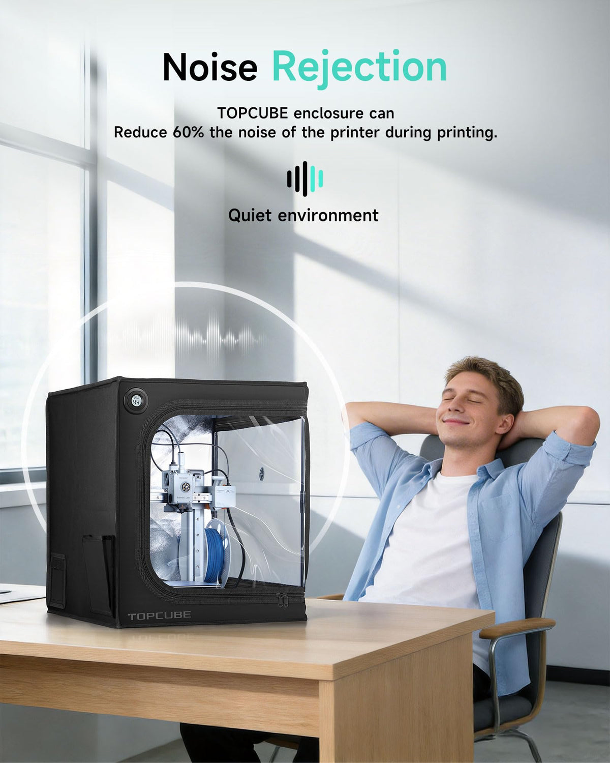 3D Printer Enclosure for Bambu Lab A1 Mini with LED Light Black