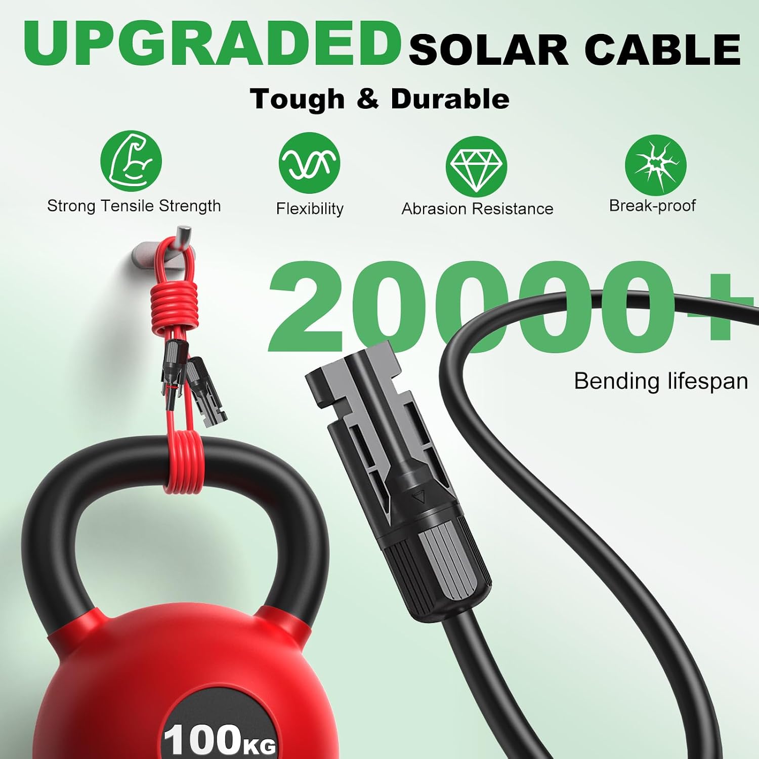 Solar Extension Cable 30Ft 10AWG, Solar Wire, 10 Gauge Tinned Copper PV Wire, Solar Panel Cables with Waterproof Male