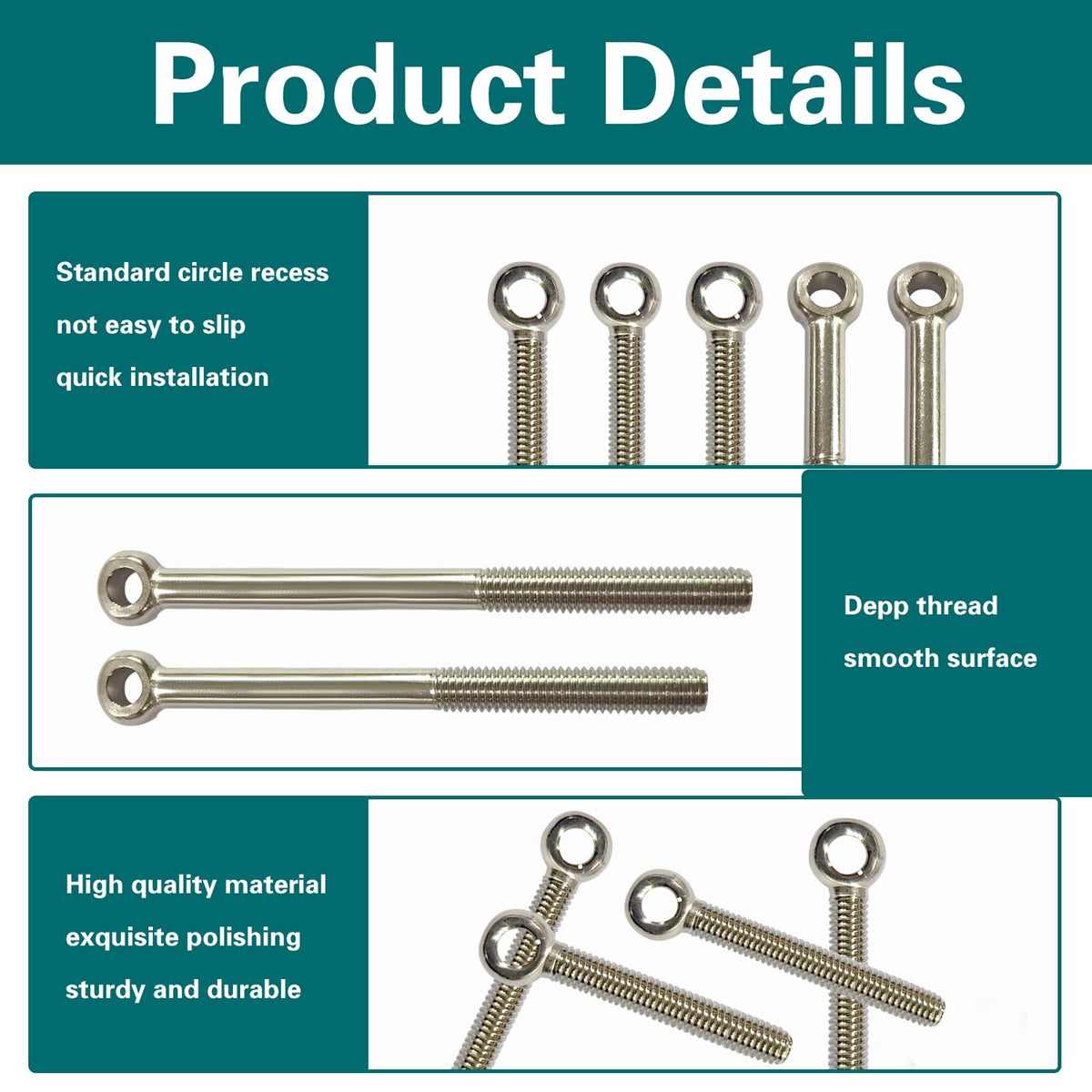 4Pcs M10 x 90mm Shoulder Swing Lifting Eye Bolt