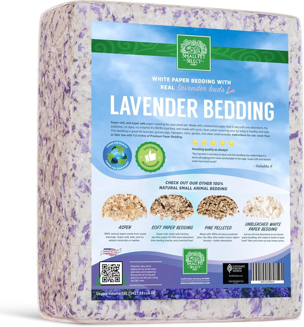 Lavender Paper Bedding, Odor Control, 56 L | With Real Lavender, Soft Absorbent Bedding, Made in USA