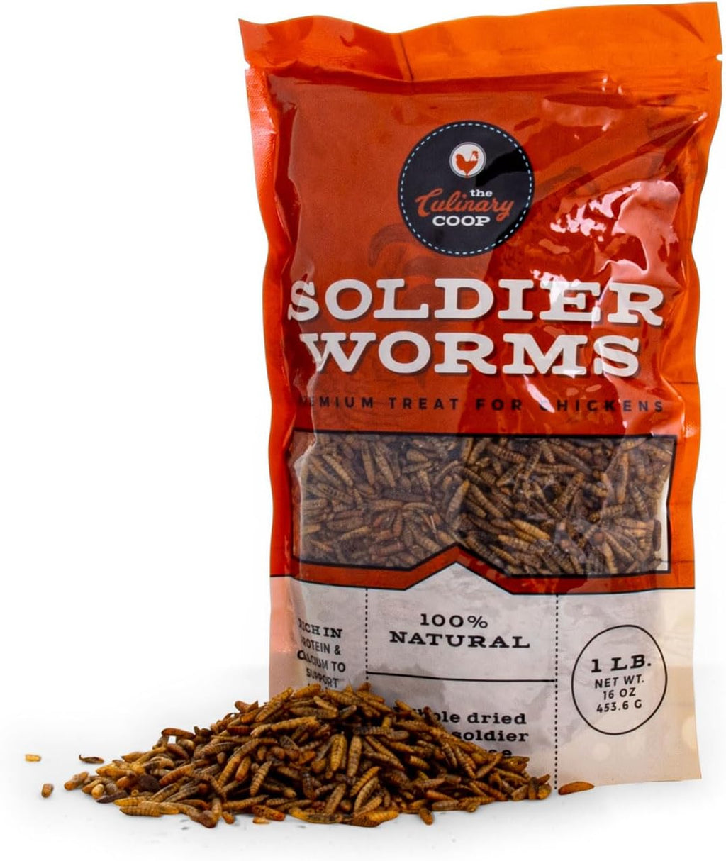 Culinary Coop Premium Chicken Treats, Dried Soldier Worms, Packed with Protein and Calcium, 100% Natural Rich Grubs