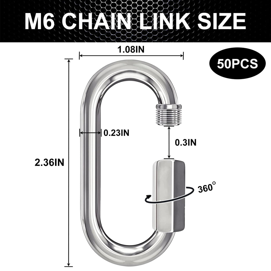 2.36IN Quick Link, Heavy Duty Chain Link (Silver,8PCS)