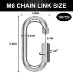 2.36IN Quick Link, Heavy Duty Chain Link (Silver,8PCS)