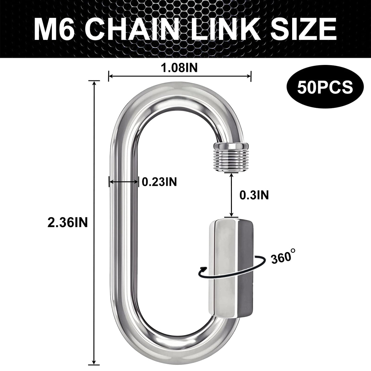 2.36IN Quick Link, Heavy Duty Chain Link (Silver,8PCS)