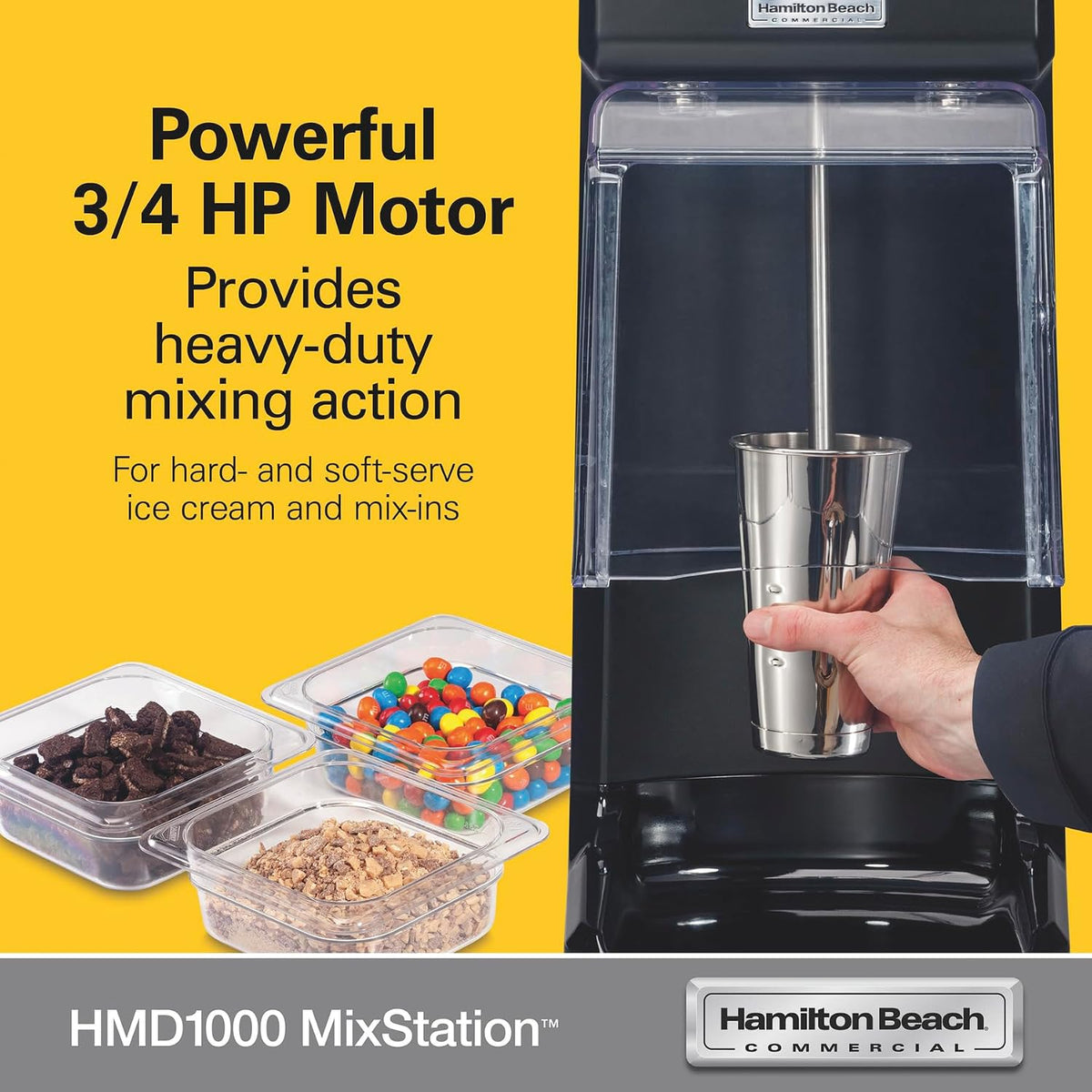 MixStation Drink Mixer, 3/4 HP Motor, Programmable, Variable Speed, Easy to Clean, NSF Certified, HMD1000 BLACK