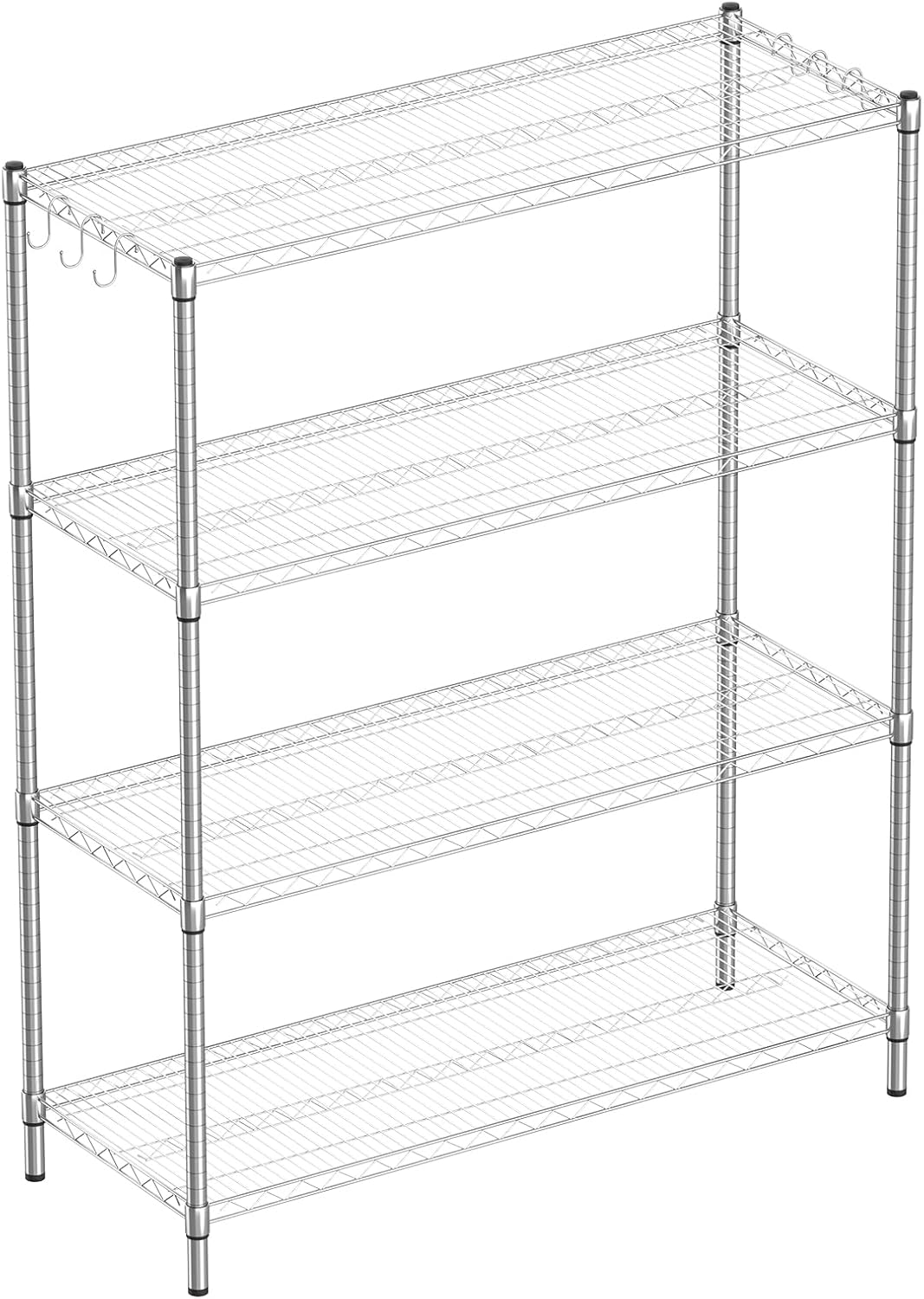 4-Shelf Heavy Duty Wire Shelving,Chrome,48" L x 18" W x 62" H