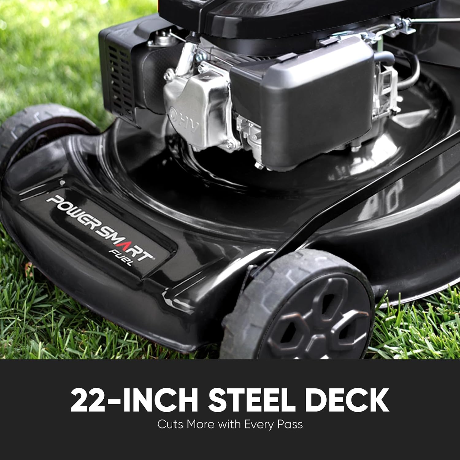 22-Inch Self Propelled Gas Lawn Mower, 170cc 4-Cycle OHV Engine, 3-in-1 Mulch/Bag/Rear Discharge, 6 Cutting Heights