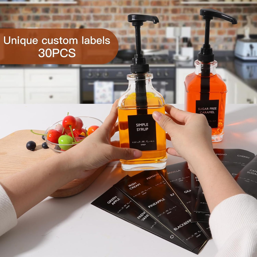 16oz Coffee Syrup Dispenser 2-Pack with BPA-free Plastic Pump