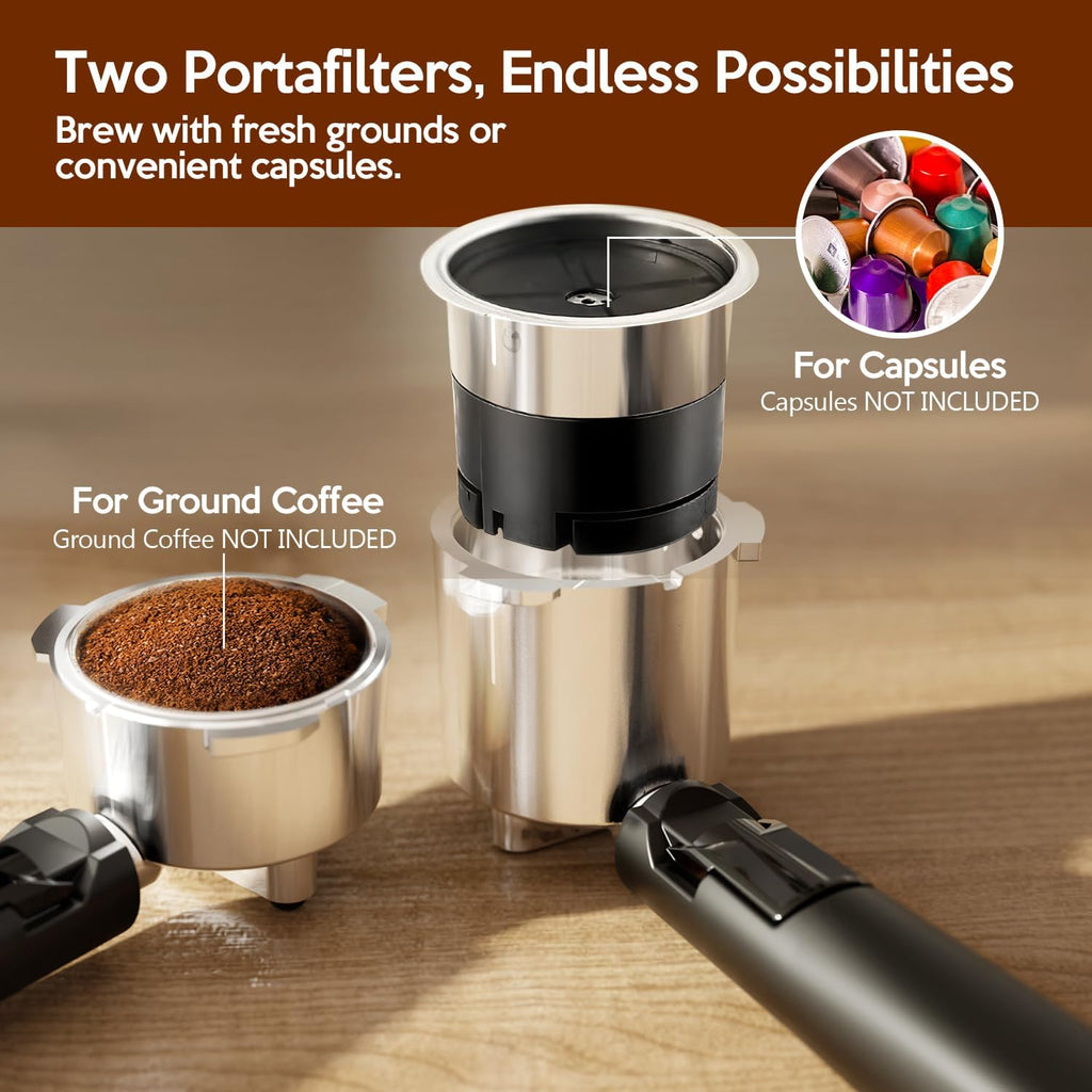 20 Bar Espresso Machine Semi-Automatic, Professional Coffee Maker with Milk Frother Steam Wand & 45OZ Removable Water