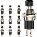 Momentary Push Button Switch, 1A 250VAC SPST Mini Pushbutton Switches Normal Closed (NC) Black Cap - 10pcs