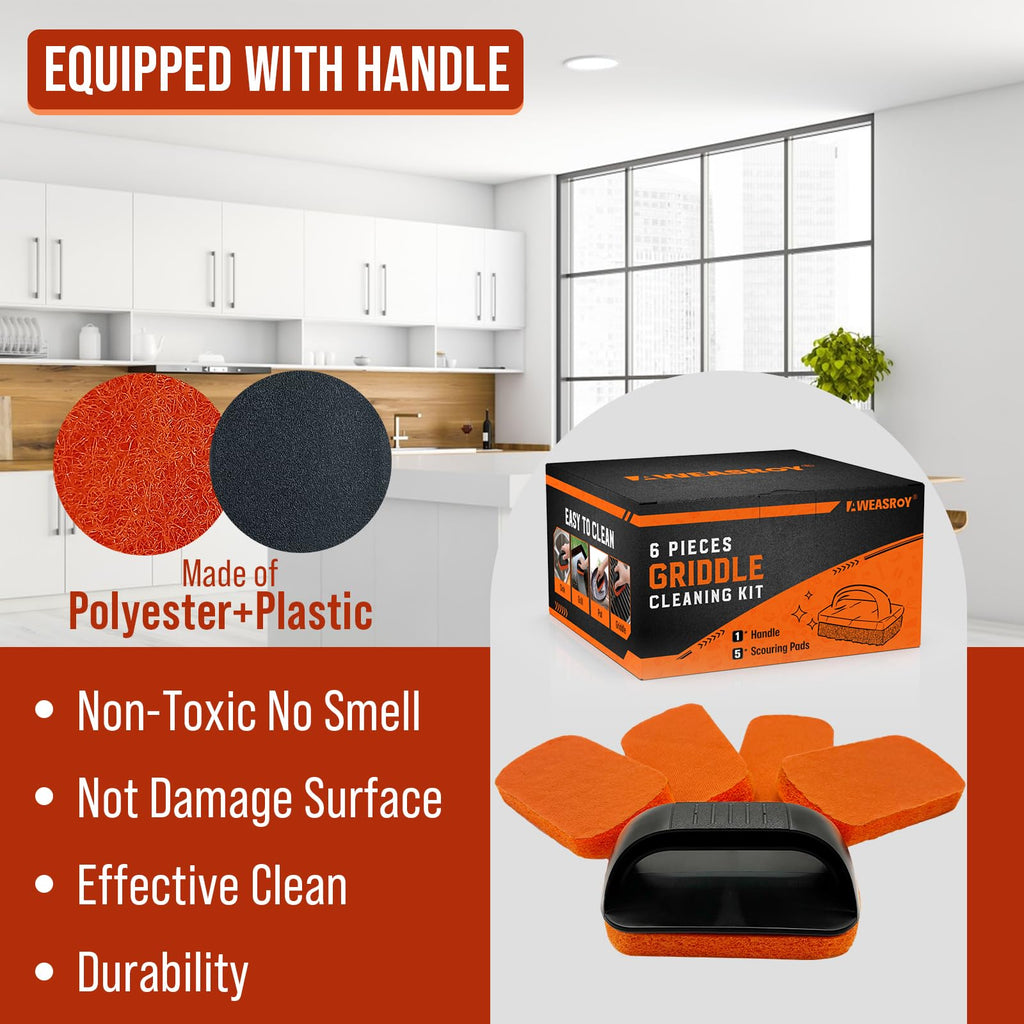 Griddle Cleaning Kit for Blackstone, Non-Scratch Scouring Pads for Kitchen