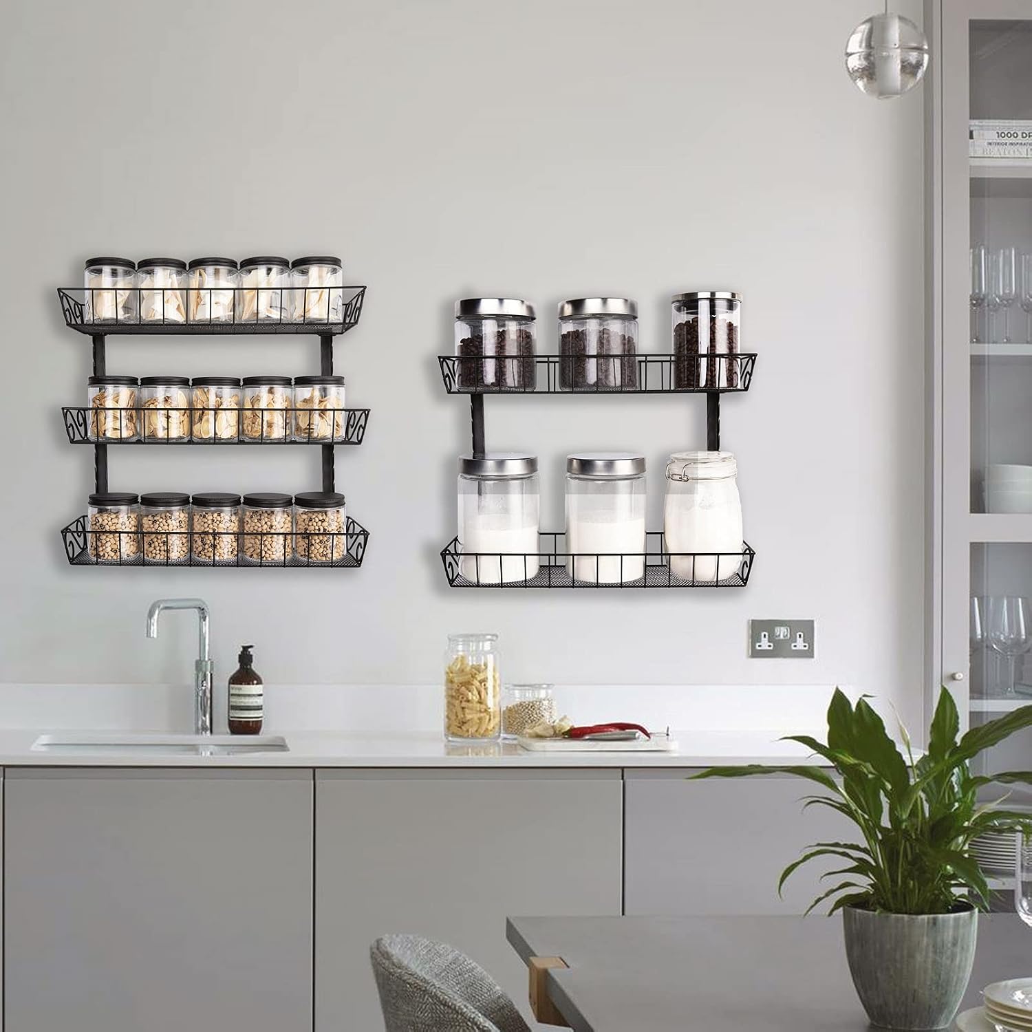 Adjustable Wall Mount Spice Rack Organizer, 12-Tier Dual-use (Multi-use) Hanging Spice Shelf Storage for Kitchen