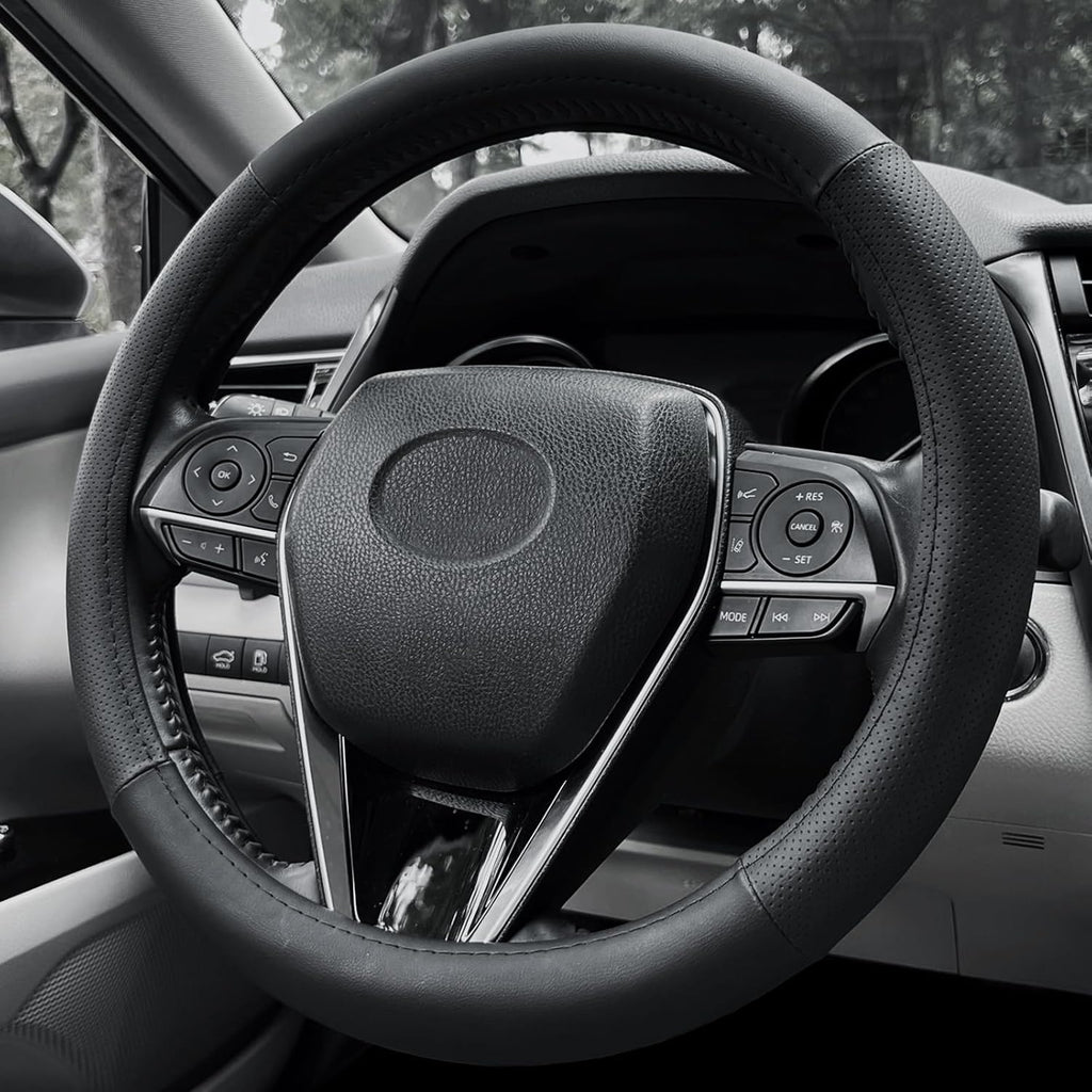 Steering Wheel Cover Standard Size 14.5-15 inch, Non-Slip Car Wheel Cover Protector, Non-Folding Packaging