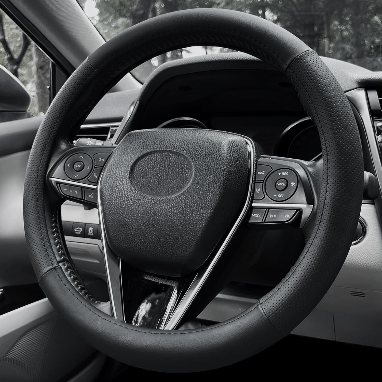 Steering Wheel Cover Standard Size 14.5-15 inch, Non-Slip Car Wheel Cover Protector, Non-Folding Packaging