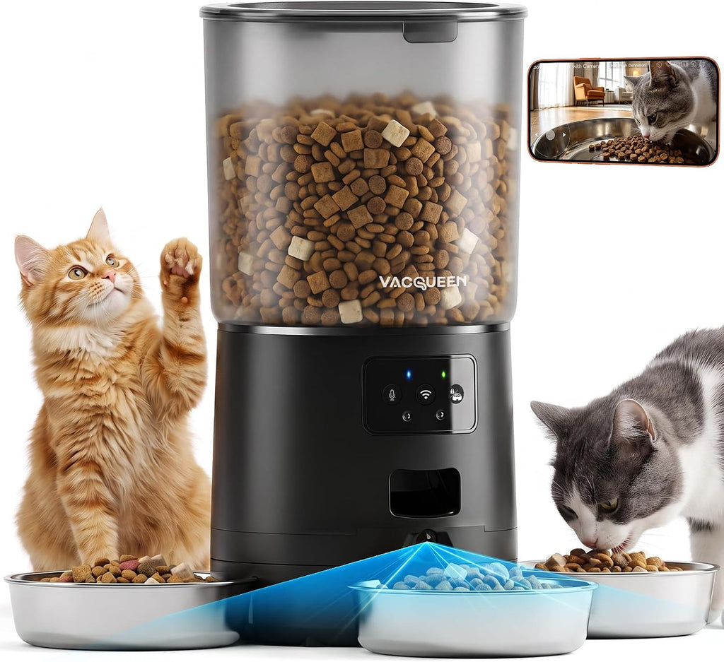 Automatic Cat Feeder with Camera for 3 Cats, 310° Monitoring, 2G/5G WiFi