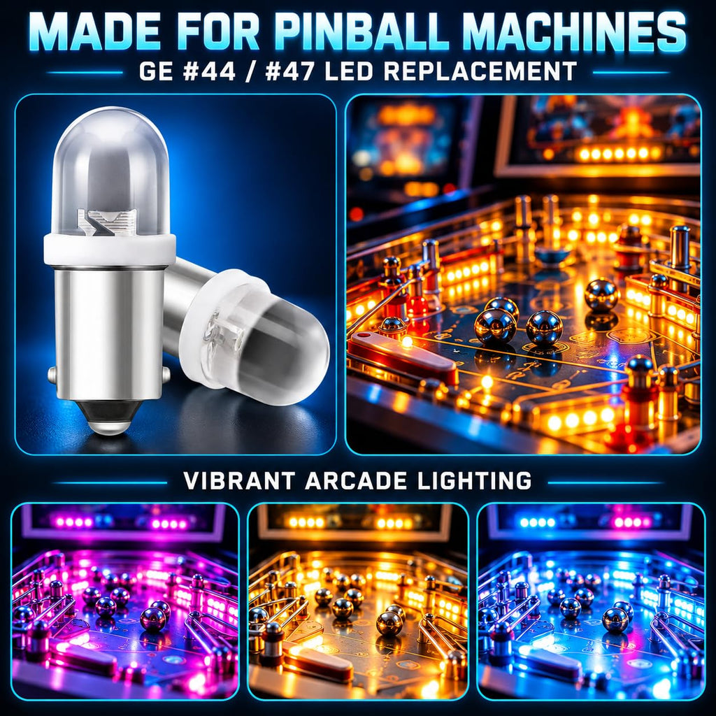 GE44 47 755 Bulb BA9S Pinball Led Bulbs,DC 6V/6.3V, Warm White