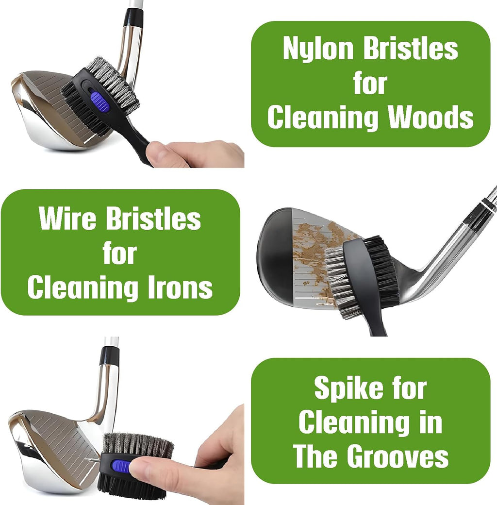 Tropical Plants Golf Towel and Brush Set, Microfiber Waffle Golf Bag Towel with Clip, Golf Cleaning Kit for Men and