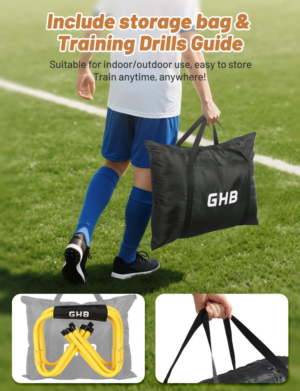Agility Hurdles Adjustable 8.3"&12.6" Speed Training Equipment Set | Foldable, Sturdy, Drill Guide &Carry Bag Included