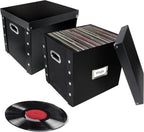 Vinyl Record Storage Box, 12 In, 2-Pack, Holds 75 Albums
